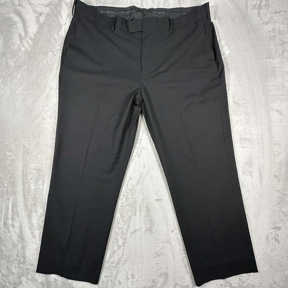 Savane Black Dress Pants Mens 40x32 Business Casual Trousers Slacks Flat Front